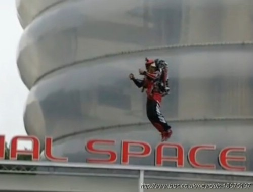 Lost in Space style jetpack Olympic torch relay