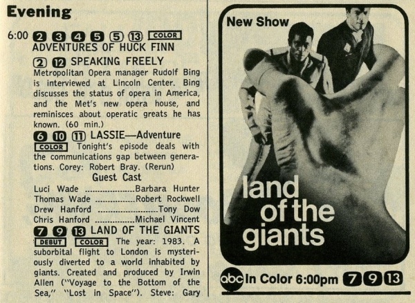 TV Guide listing from Sunday 22nd September 1968