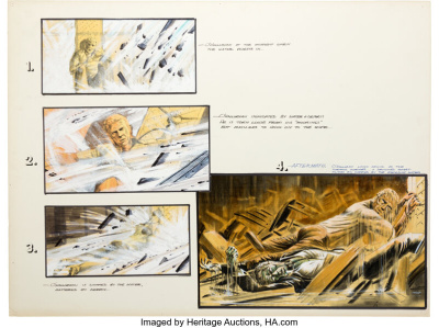 Oversize Unit Storyboards of Steve McQueen Chief O'Halloran in Raging Waters from The Towering Inferno