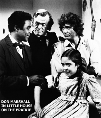 Don Marshall in Little House on the Prairie, with fellow Land of the Giants cast member, Kevin Hagen (Inspector Kobick)